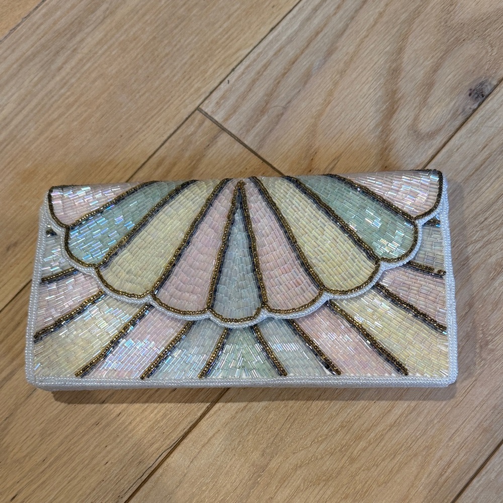 Elegant Beaded Clutch in Pastel Hues